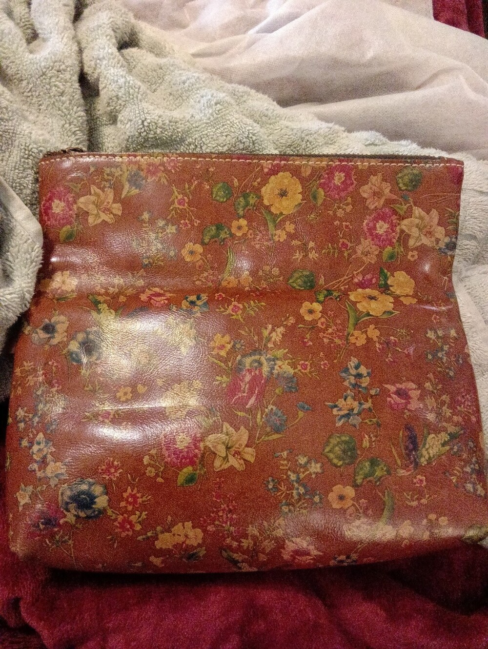 Patricia Nash Floral Embossed Leather Wristlet Clutch - Brown - Picture 2 of 8